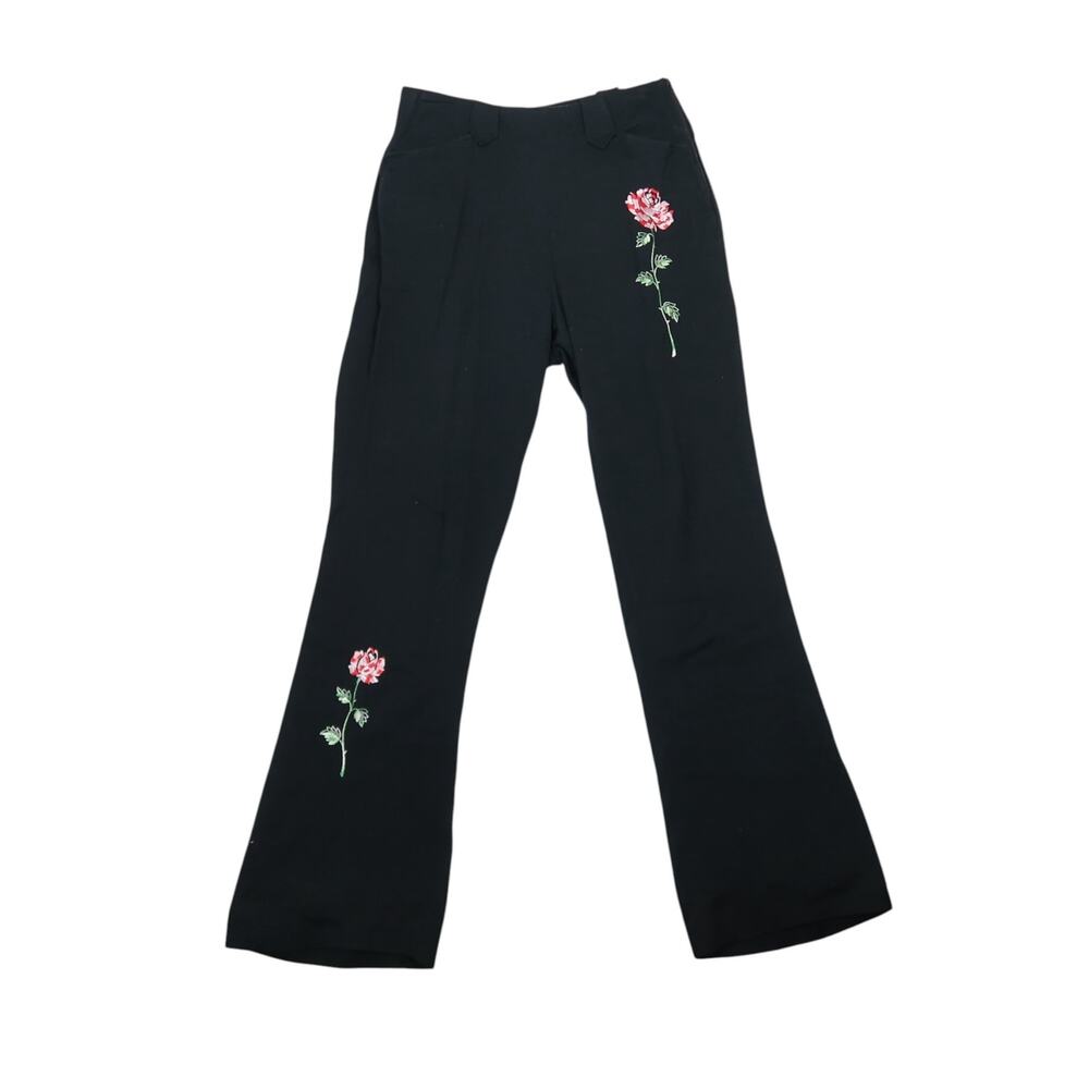 Vintage 50s/60s H Bar C Ranchwear Black Floral Embroidered Bootcut Flare Pants